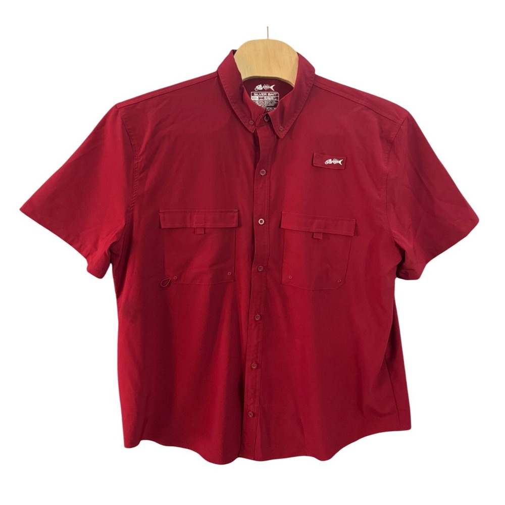 Silver Bait Mens XXL Red Short Sleeve Fishing Shirt Ventilated Performance PFG